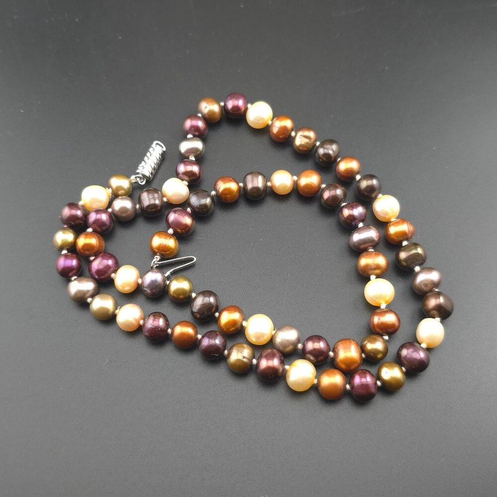 Multicolor Freshwater Pearl Necklace With Twist Clasp 18 Inches - Picture 7 of 8